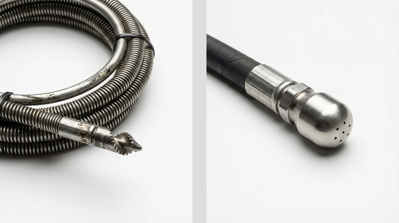 Drain snake cable and hydro jetting nozzle used for drain cleaning in Dravosburg, PA