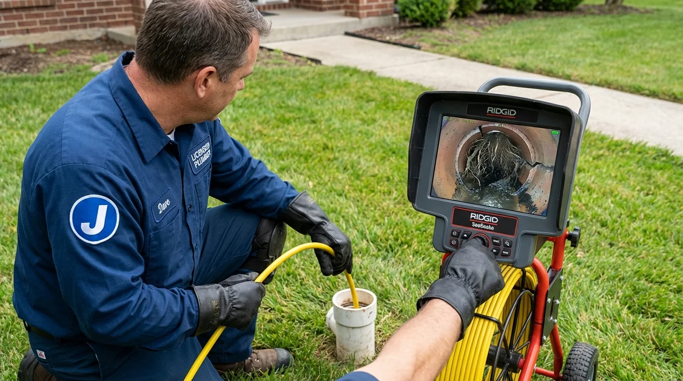 Sewer camera inspection being performed by Johns Plumbing LLC in Dravosburg