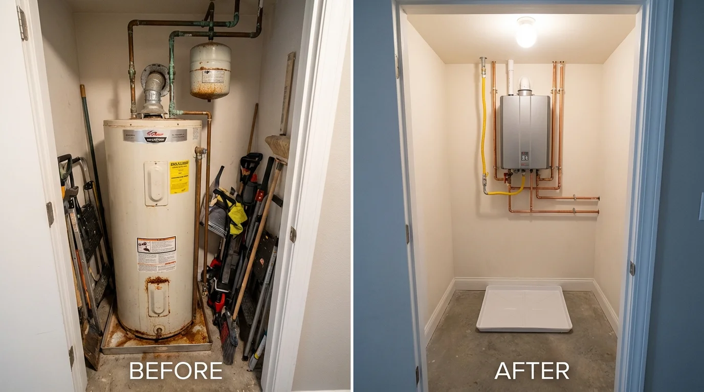 Tank water heater versus wall-mounted tankless unit comparison for Dravosburg, PA homeowners